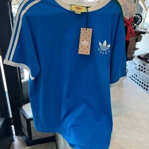 Gucci Adidas blue T-shirt with tags
